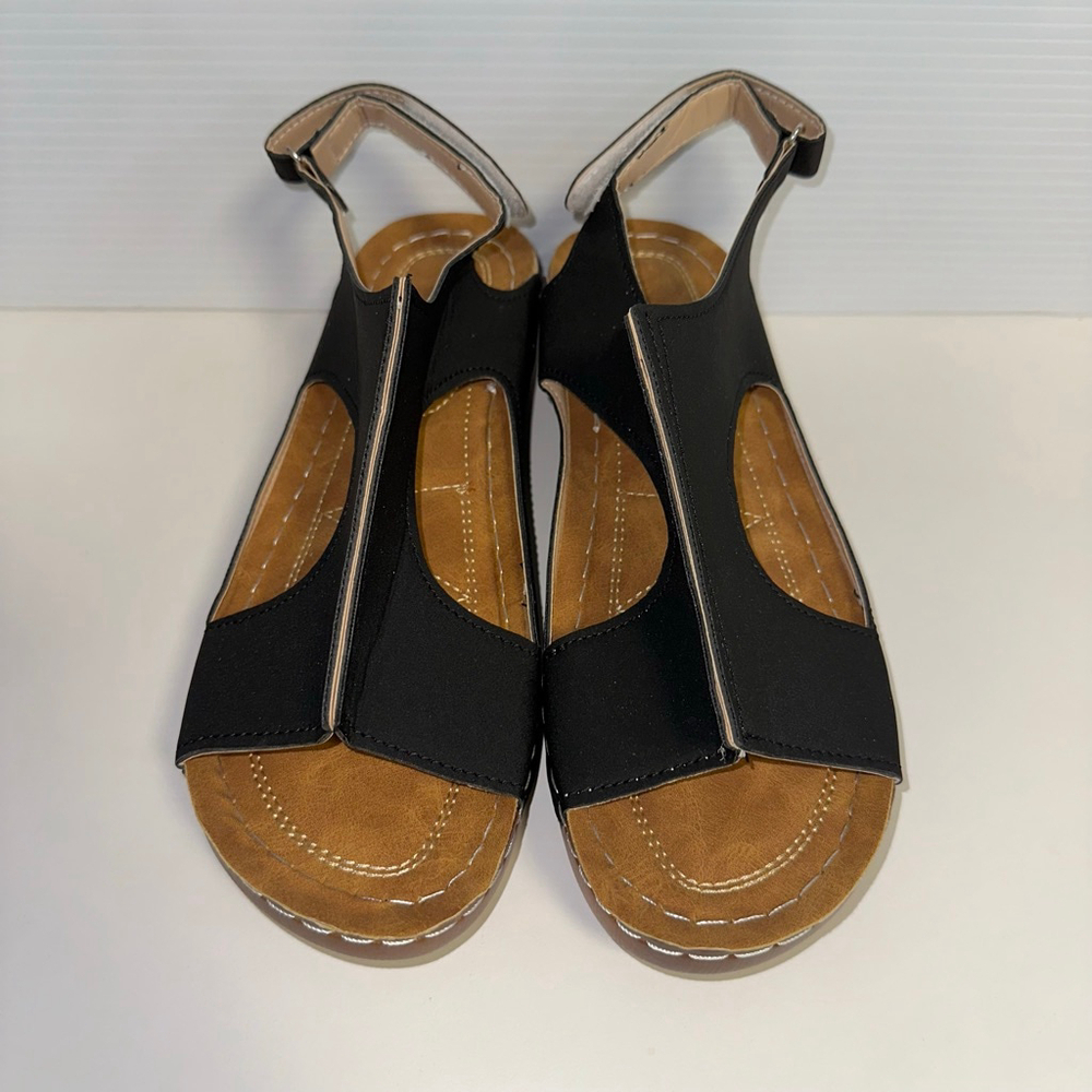 Summer Womens NWOT Comfortable Lightweight Sandals Black Tan Walking (43) 11/12 - Picture 11 of 16
